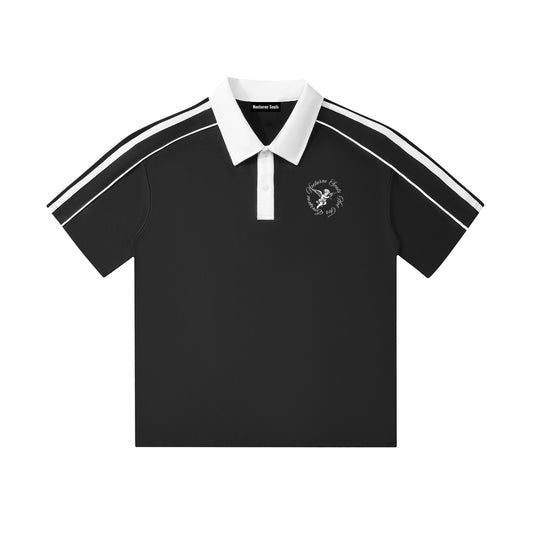 Contrast Collar Short-Sleeve Polo Shirt