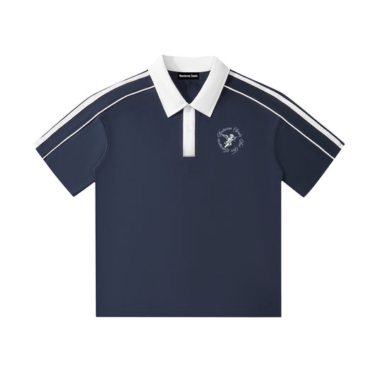 Contrast Collar Short-Sleeve Polo Shirt